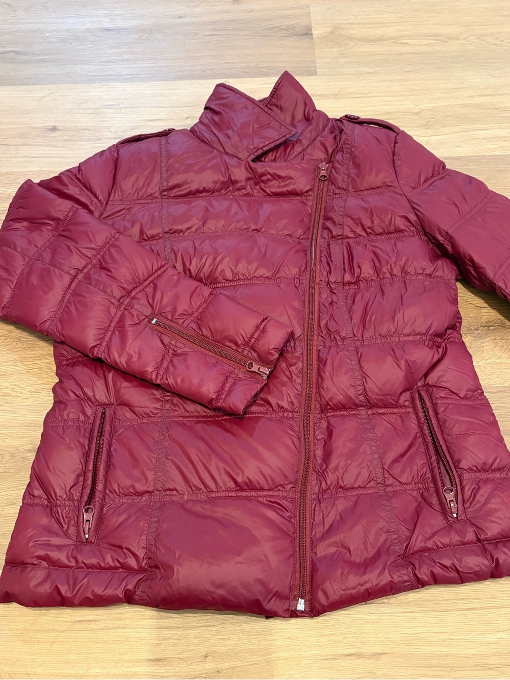 NWT Katherine Barclay Quilted Puffer Jacket - Burgundy Women's Size Large